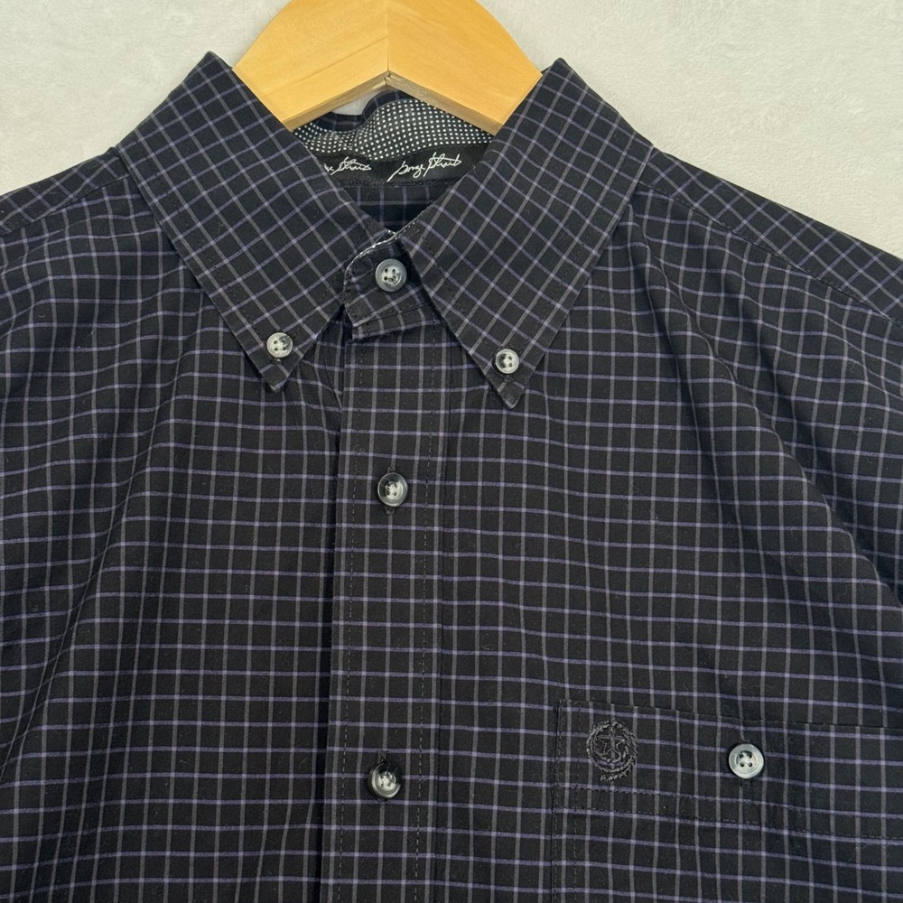 Wrangler George Strait Black Purple Check Button Down Shirt Large - Picture 2 of 7